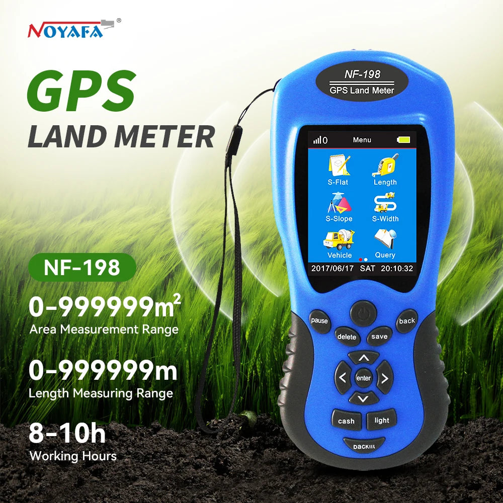 NOYAFA NF-198 GPS Land Meter LCD Display Land Survey Equipment GPS Land Mapping Machine Distance Area Measurement Tool