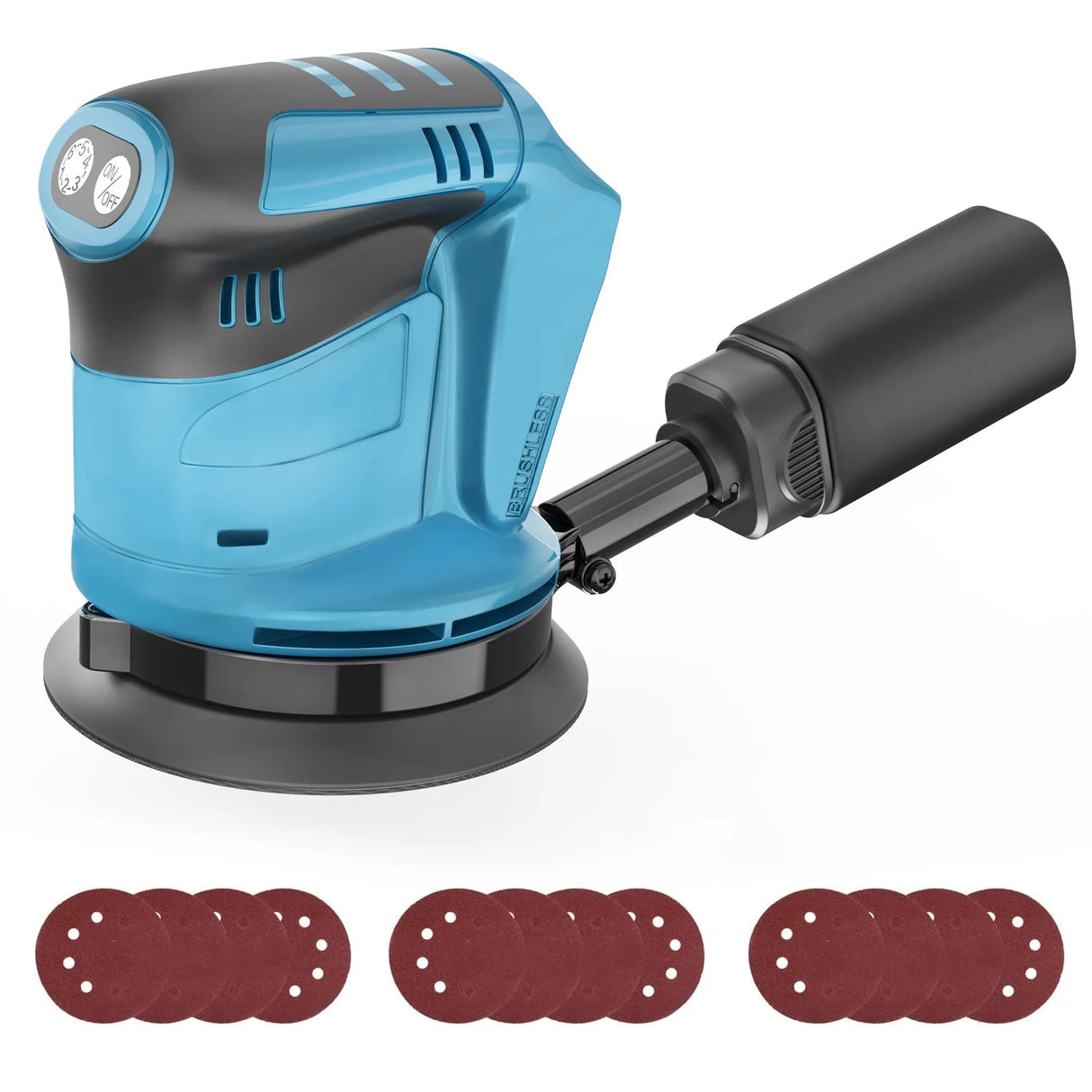 Cordless Sander compatible with Makita 18v Battery,125mm Random Orbital Sander w/12pcs papers Dust Collector 6-Speed Woodworking
