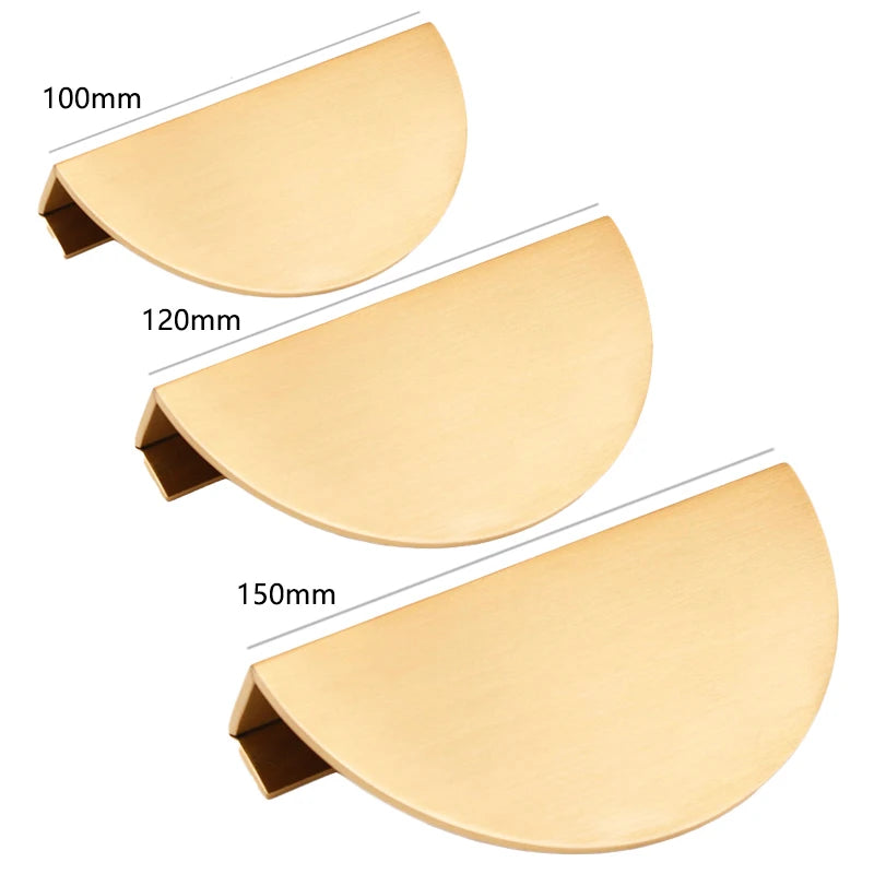 2pcs/Set H65 Round Semicircle Solid Brass Cabinet Knobs Handles Drawer Furnitures Cupboard Wardrobe Knobs Book Cabinet Door Pull