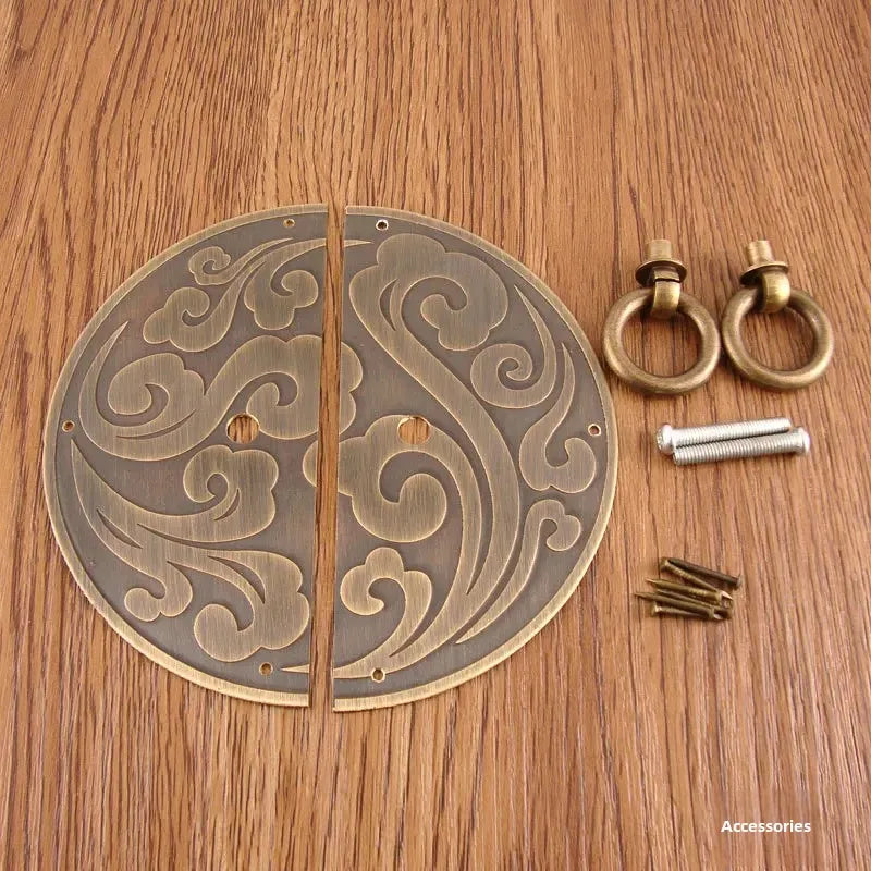 Cloud Pattern Chinese Style Round Door Pull Handle Pure Copper Hardware Accessories Cabinet Door Window Copper Pull Handle