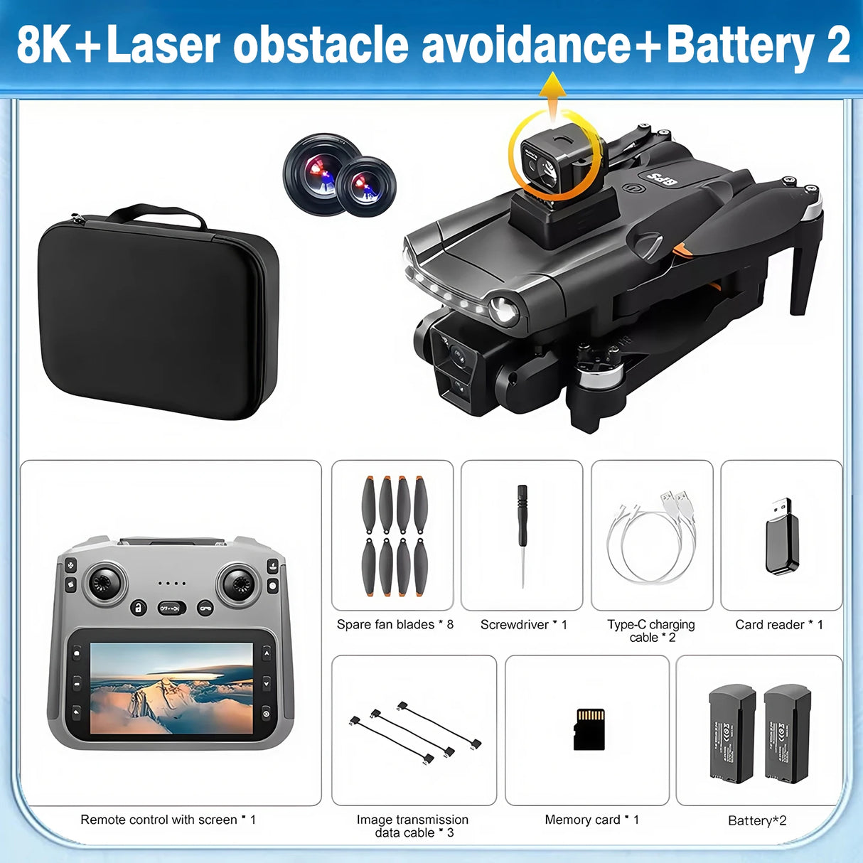 For Genuine V198MAX GPS Drone 8K Professional Camera Aerial FPV Brush Laser Obstacle with Large Screen Remote Control Folding RC