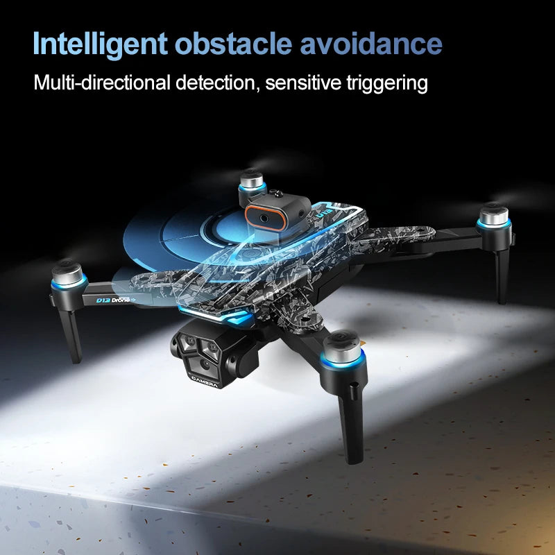 New D13 Drone 4K Professional HD Triple Camera 5G WIFI FPV Dron 360° Obstacle Avoidance Brushless Large Screen RC Quadcopter Toy