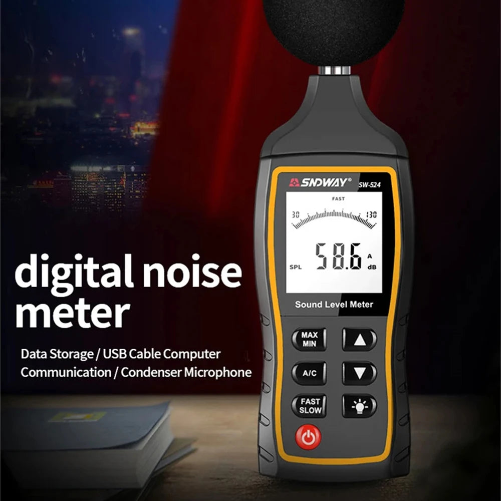 SNDWAY SW-523 SW-524 Digital Sound Level Meter Decibel Monitor Tester dB Measuring Instrument Handheld Noise Audio dB Detector