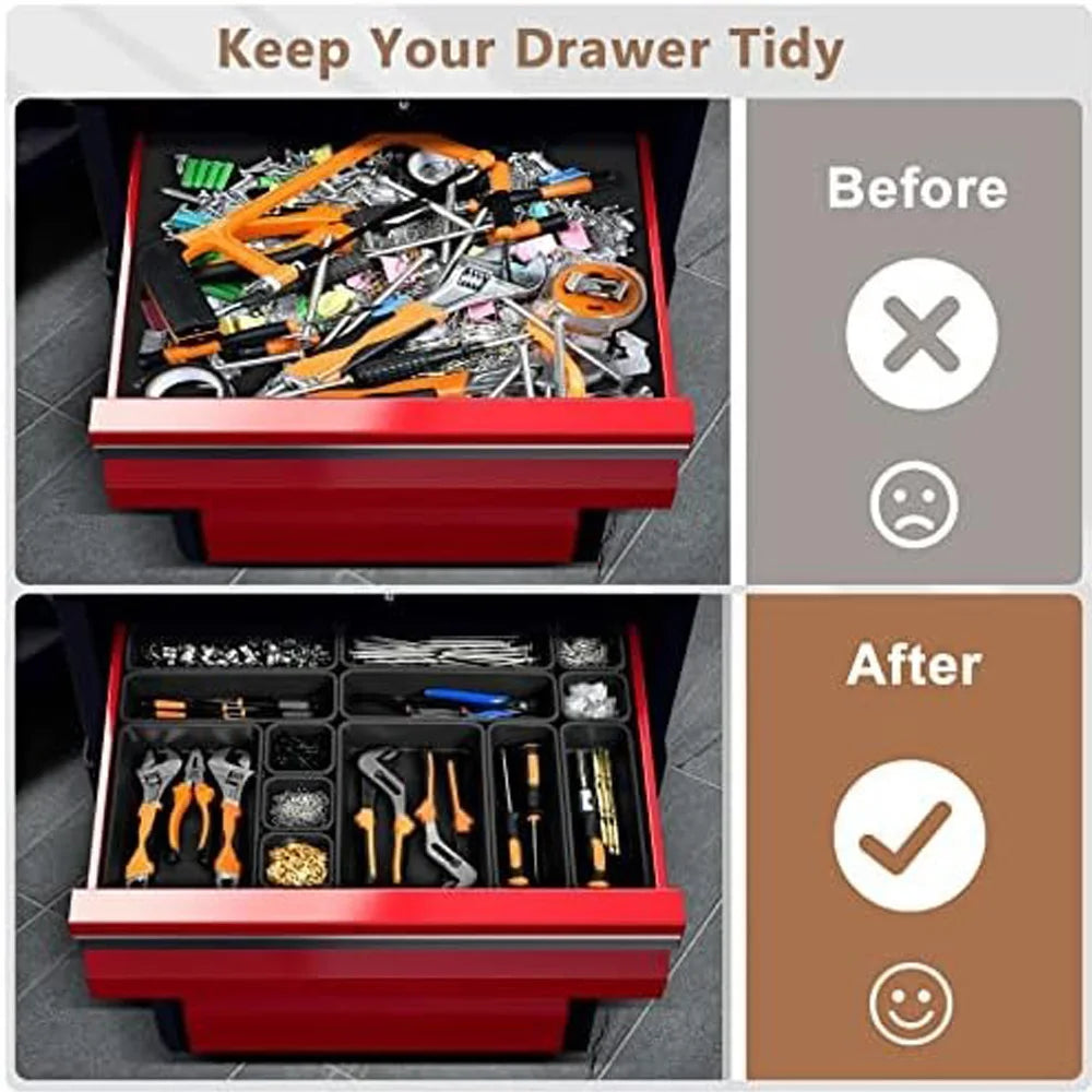 Tool Box Organizer Drawer Tray Dividers Set Workbench Cabinet Bins Tool Chest Organization Garage Hardware Tool Tray