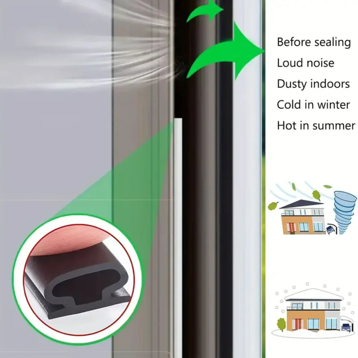 1pc Weather Stripping Door Seal, Window And Door Door Seal Strip, Soundproofing Self-Adhesive Backing D-Shape Door Weather Strip