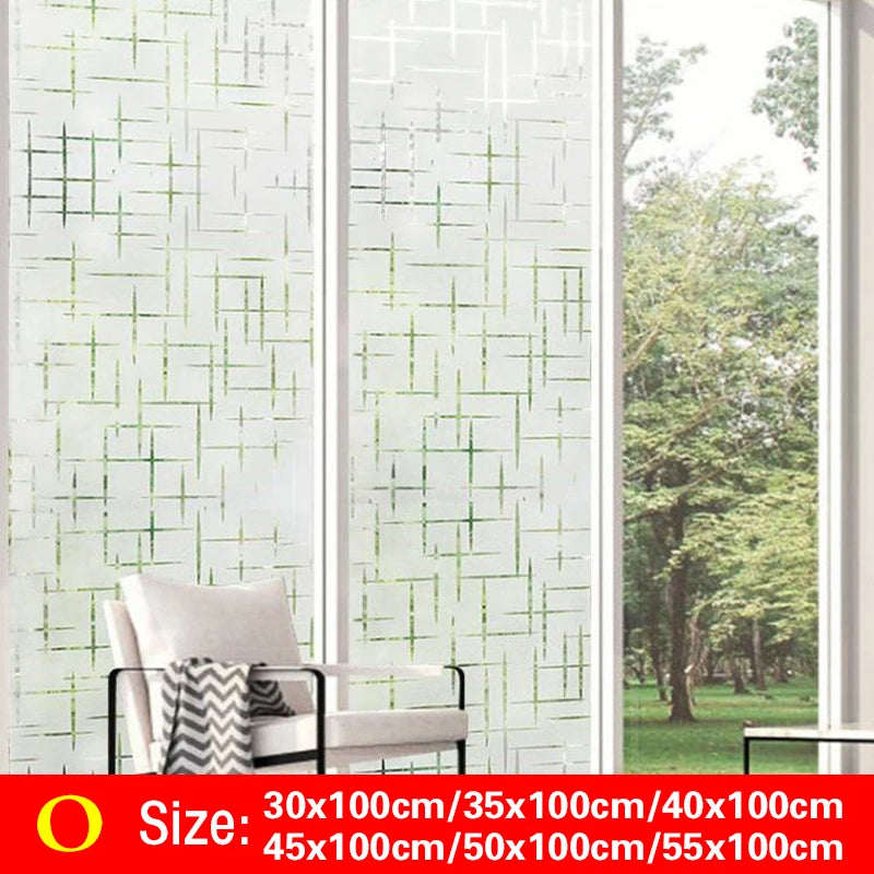 30-55*100cm PVC Self-adhesive No Glue Static Stick 3D Adsorption Window Film Anti-uv Stickers Privacy Blocking Waterproof