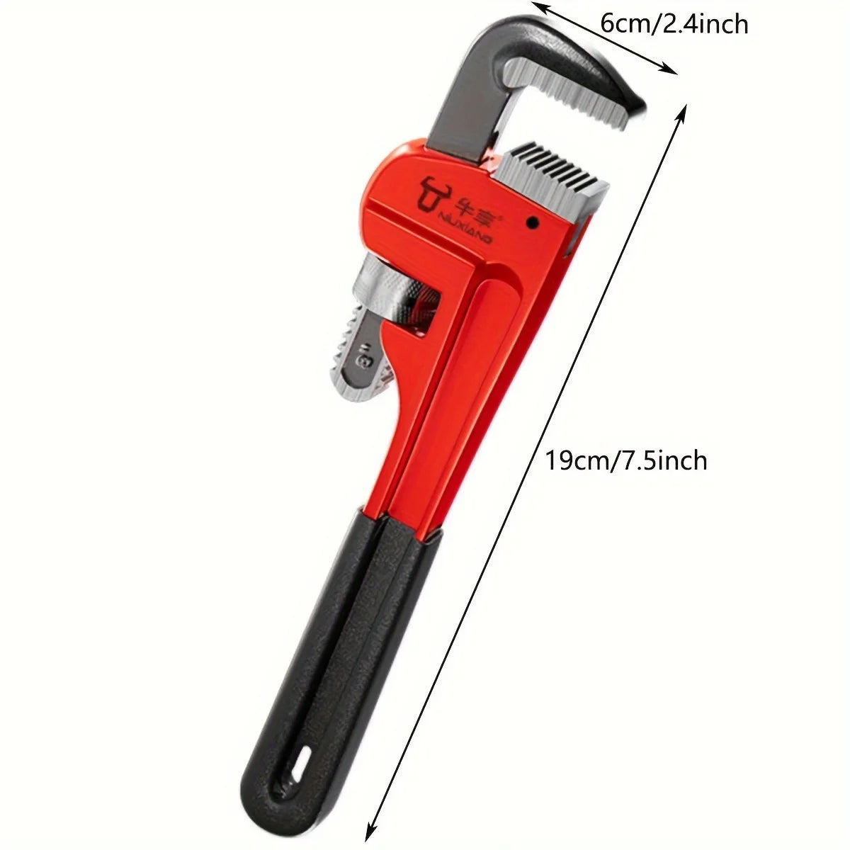 12inch / 8inch Heavy Duty Straight Pipe Wrench, Adjustable Aluminum Plumber Wrench with Floating Hook Jaw and I-Beam Handle, Red