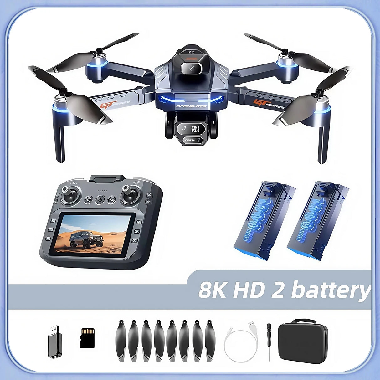 For Genuine GT8 Drone 8K Professional Dual Camera GPS FPV Brushless Motor Optical Flow Hovering Folding Quadcopter RC Dron Toys
