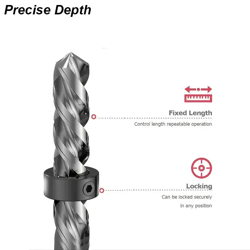 Drill Stoper Collar Set Stop Bit Ring Shaft Limit Metric Lock Steel Press Depth Ajustable Positioner Hole Guide Woodwork Tool