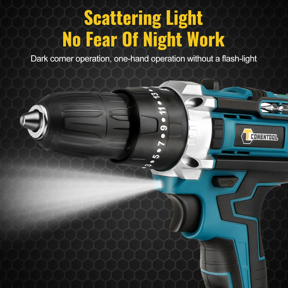 CONENTOOL 10MM 35+3 Torque 48N.m Impact Electric Drill Cordless Electric Screwdriver DIY Household Tool For Makita 21V 2 Battery