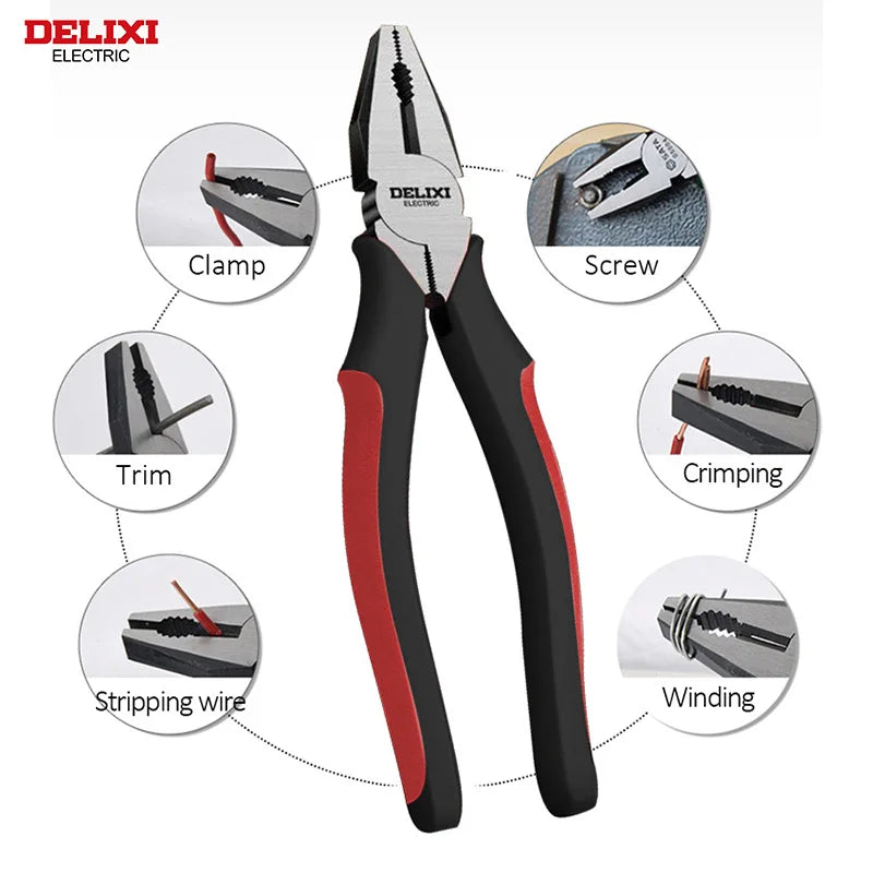 DELIXI ELECTRIC Wire Pliers,Sharp Large Opening Diagonal Pliers Needle Nose Pliers,for Cutting,Twisting and Clamping MetalWires