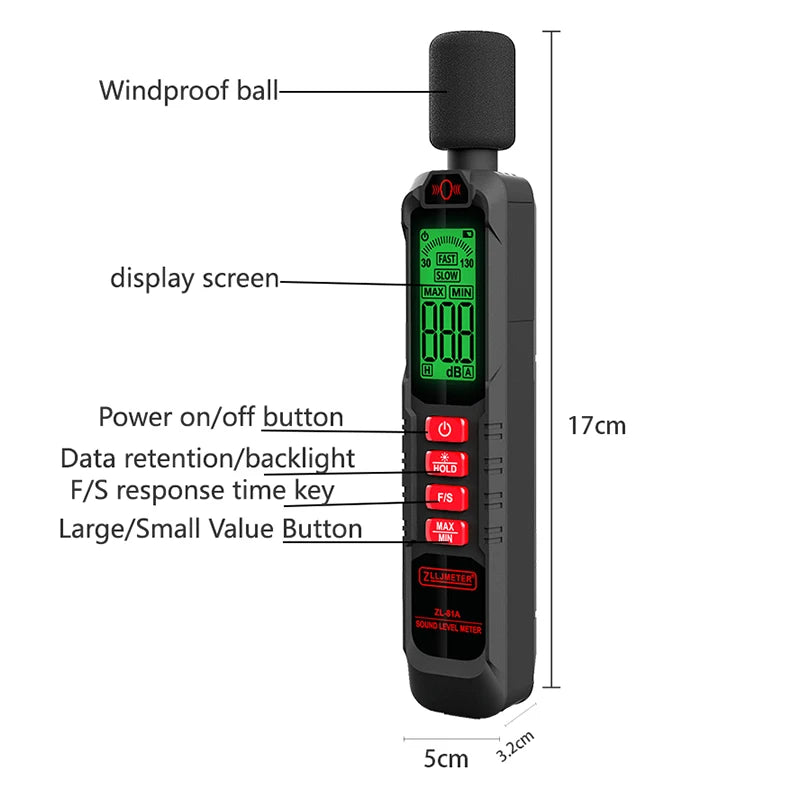New Digital Noise Meter Sound Level Meter Handheld DB Meter A-Weighted 30~130dB Audio Measuring Instrument Decibel Monitor