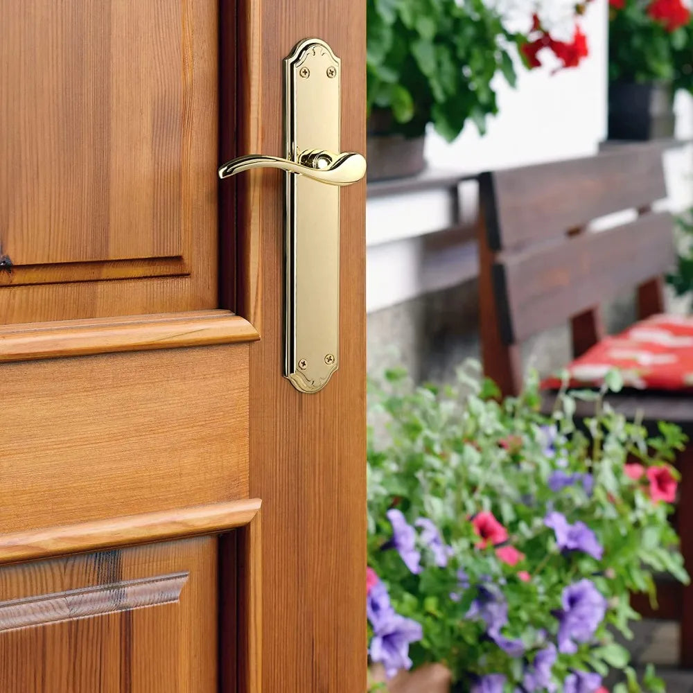 1 Pair European ALFA Zinc Alloied House Door Handle With Plate Gold Juego De Manillas Placa Doradas Para Puertas