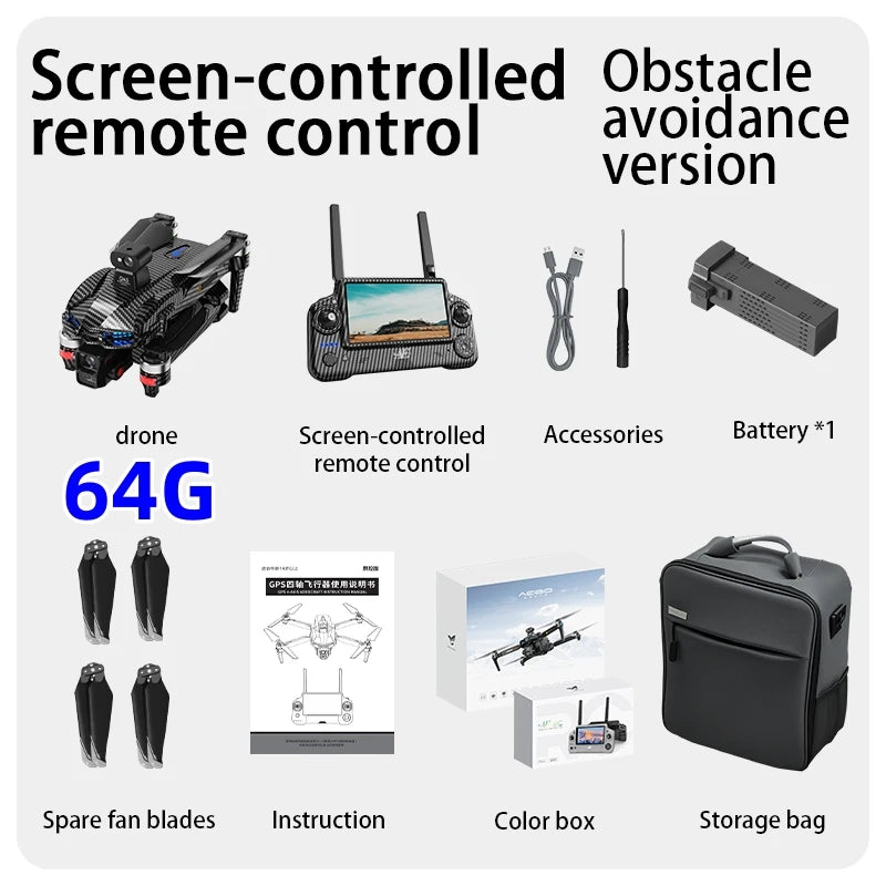 AE60 Ultra GPS Drone Professional 8K Camera With Screen 5G Wifi FPV 3-Axis Gimbal Obstacle Avoidance Quadcopter RC Dron