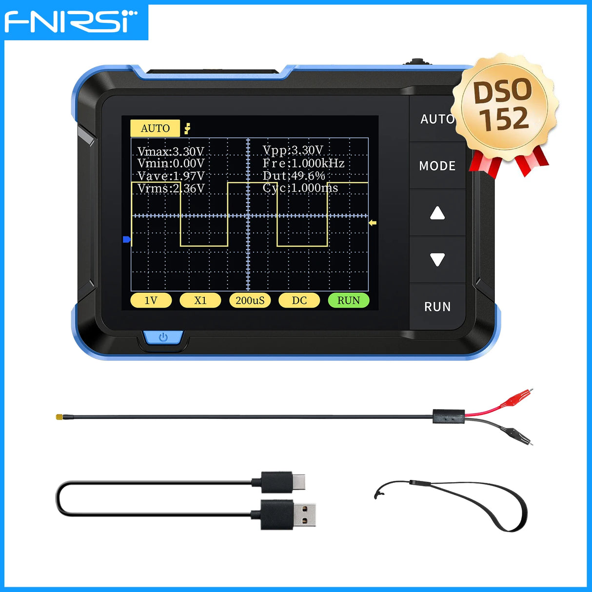 FNIRSI New DSO510 DSO152 DSO153 Mini Handheld Digital 2 IN 1 Oscilloscope Portable 48MS/s 10MHz Bandwidth Electronic Repair Tool