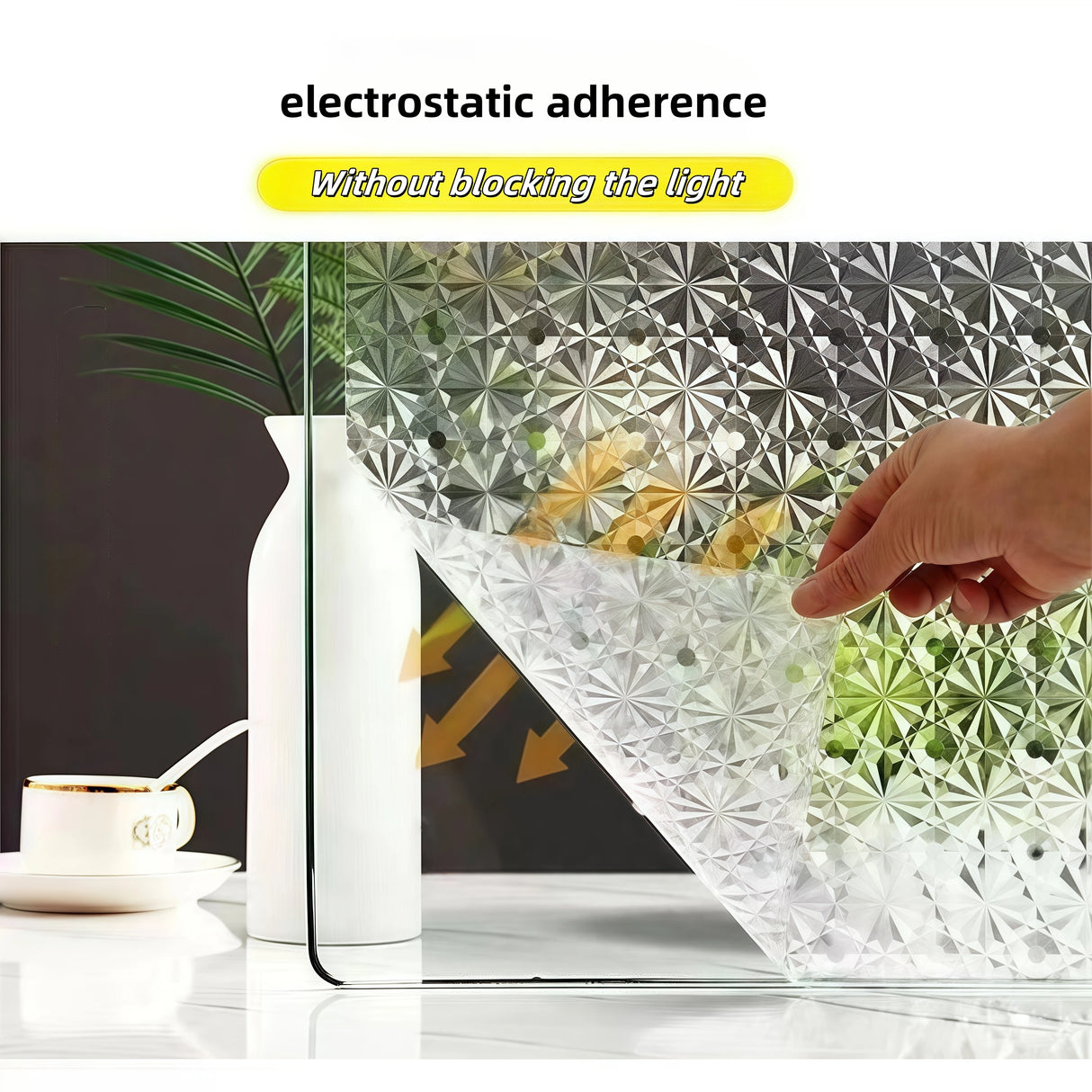 3D Diamond Glass Sticker Opaque Bathroom Window Anti-Peeping Glass Film Privacy Waterproof Electrostatic Adsorption Glass Window Sticker