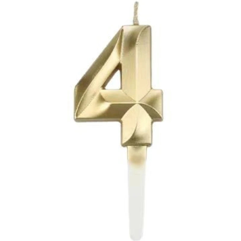 3D Gold Diamond Number Candles – Large Birthday Cake Topper for Wedding Anniversary & Party Home Celebration