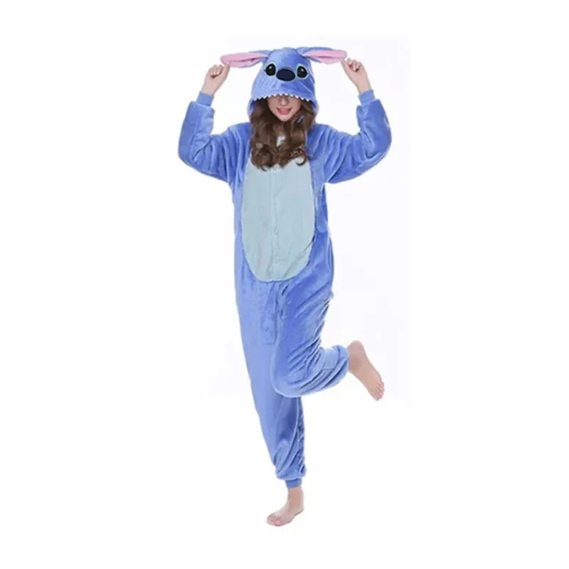 Stitch Pluto Eeyore Tiger Onesies Kigurumi Cosplay Costume Animal Piglet Tigger Olaf Anime Pajamas Adults Jumpsuits Homewear