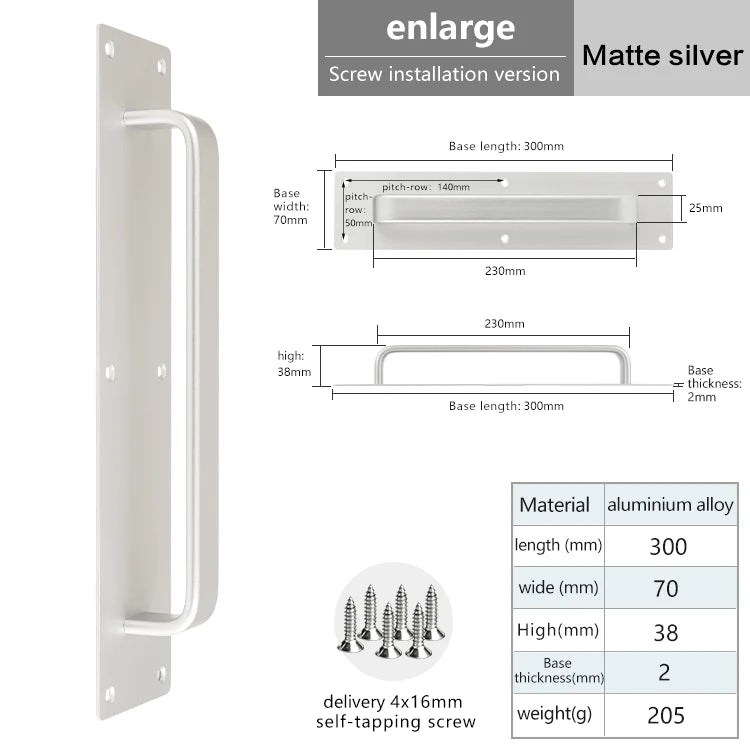 Self-adhesive Aluminum Alloy Door Handle Toilet Door Window Cabinet Sliding Door Barn Door Punch-free Pulls