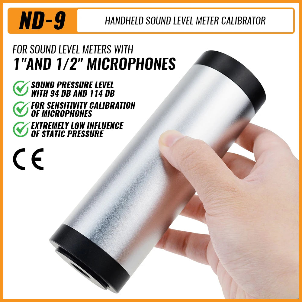Handheld Calibrator Sound Level Meter 94dB & 114dB Output Levels for 1 inch and 1/2 inch mic Noise Decibel Tester