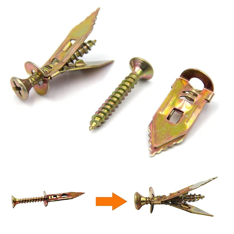 30/60/75/100Pcs Self Tapping Screws Self Drilling Anchors Screws Drywall Anchors Easy Application for Gypsum Plasterboard Dowel