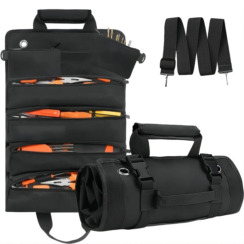 Tool Kit Storage Bag, Heavy-duty Tool Storage Bag, Portable Tool Storage Box with 2 Detachable Zipper Pockets