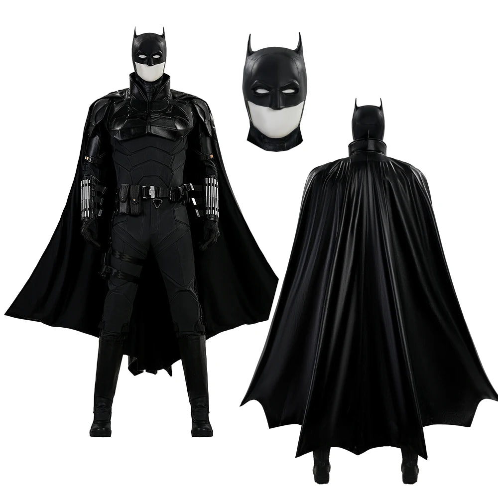 The Bat Bruce Cosplay Costume Superhero Bruce Cos Wayne Battle Armor Suit Halloween Carnival Outfits Uniform With Cloak Headgear