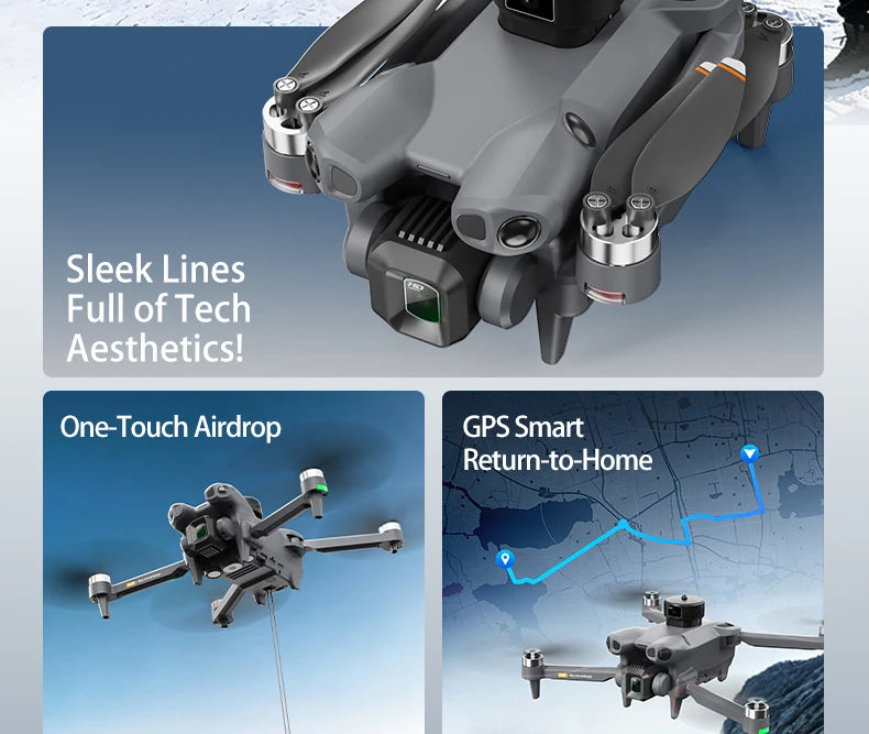 AE51 Foldable GPS Drone 4.5 Inch Large Screen Controller 4K HD Camera Optical Flow Stable Hover WiFi FPV RC Quadcopter for Gift