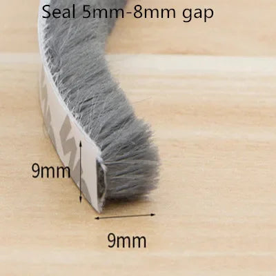 10/5Meters Brush Strip Self Adhesive Door Window Sealing Strip Home Door Window Sound Insulation Seal Film Door Weather Strip