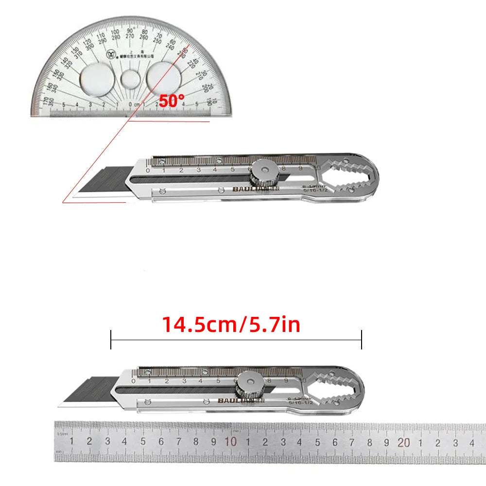 Utility Knife Box Cutter 8 In 1 Mutipurpose Stainless Steel Retractable Heavy Duty Waterproof Snap off Cutter Knife And Blades