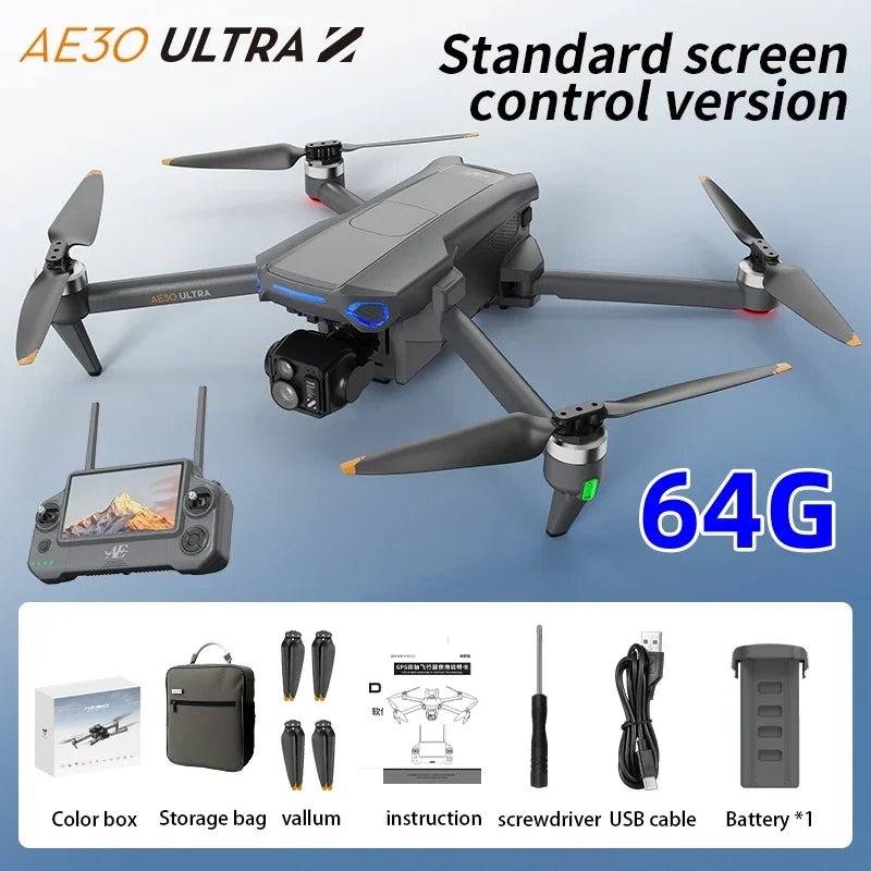 AE30 GPS Drone With 8K HD Camera 3-axis Gimbal Brushless Laser Obstacle Avoidance With FPV RC Dron