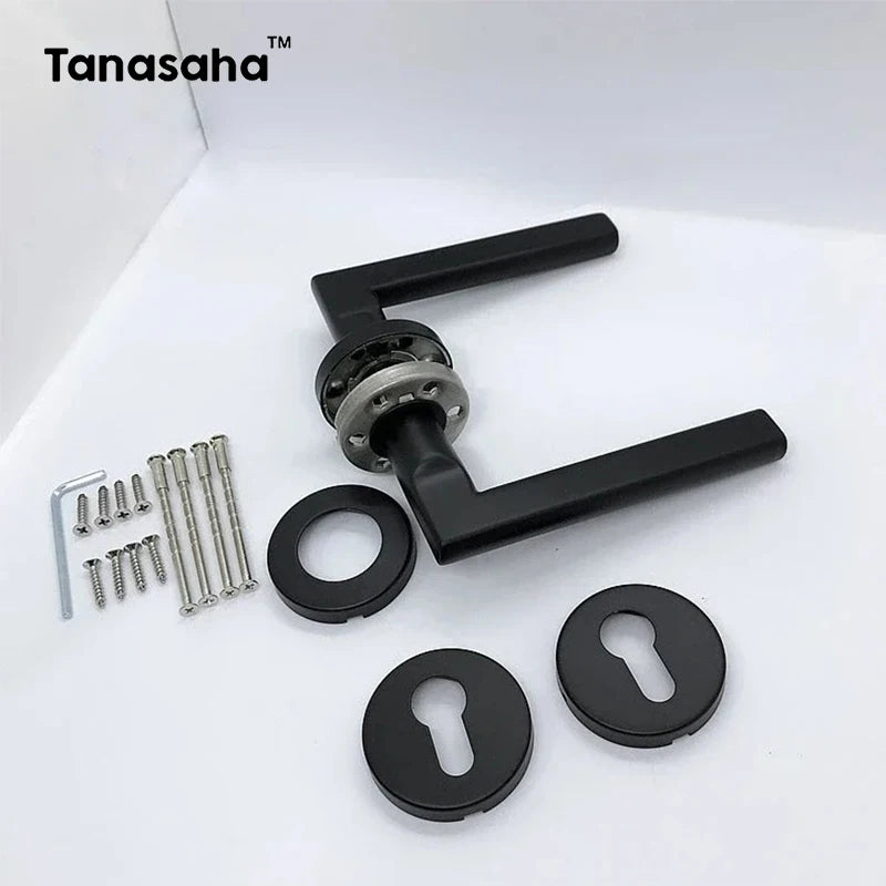 1 Pair 304 Stainless Steel Door Handle Matte Black Round Tube Door Handle Furniture Hardware Door Handles for Interior Doors