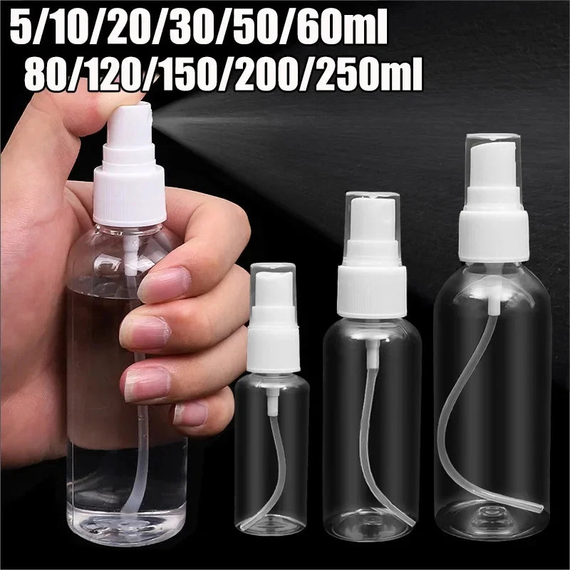 Multi-size 10/20/30 to 250ml Transparent Refillable Spray Bottle, Perfume Essential Oil Atomizer