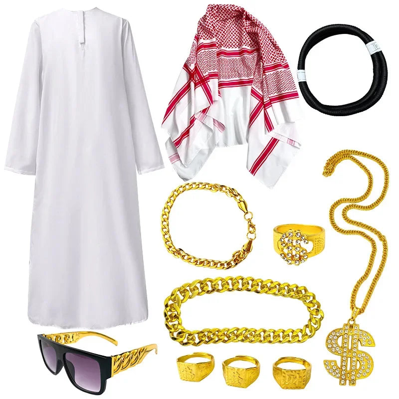 Men Arabia Arab Sheikh Costume Shepherd Arabian Prince Cosplay for Adult Fantasia Purim Halloween Costumes