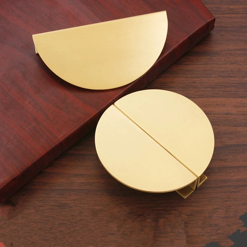 2pcs/Set H65 Round Semicircle Solid Brass Cabinet Knobs Handles Drawer Furnitures Cupboard Wardrobe Knobs Book Cabinet Door Pull