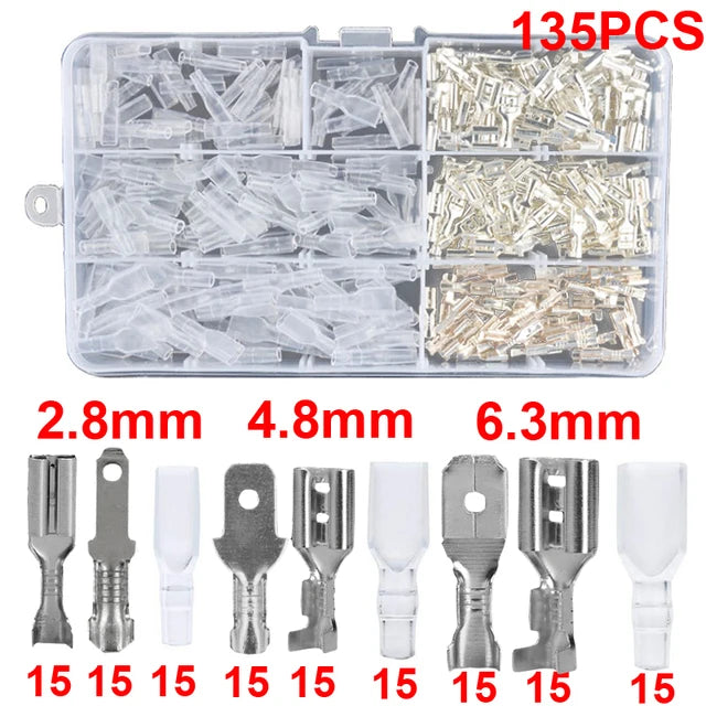 Male Female Wire Box Insulated Cable Macho Connector 2.8/6.3mm Electrical Crimp Terminals Termin Spade Connectors Assorted Kit