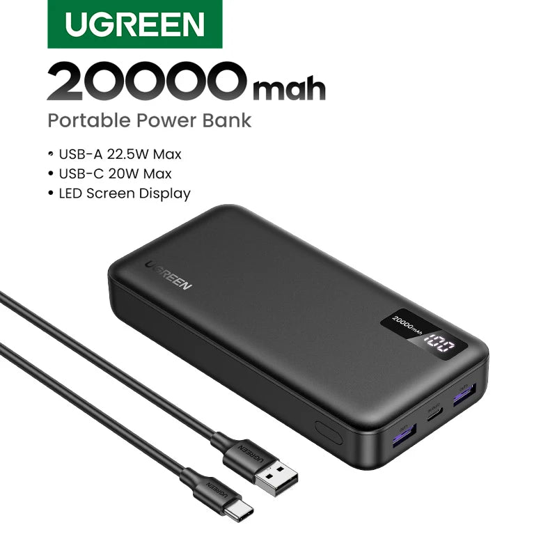 UGREEN 20000mAh portable power bank 20W fast charging