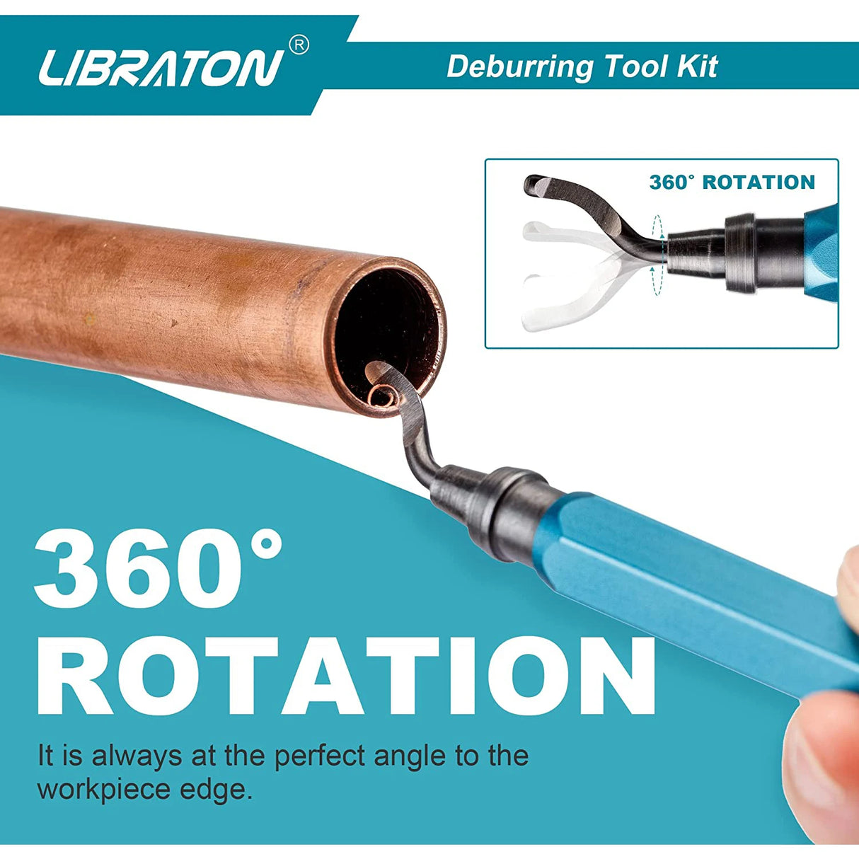Libraton Deburring Tool with 11 HSS Steel Blades, 360 Degree Rotary Head Deburring Tool for Metal Resin Plastic 3D Printing Wood
