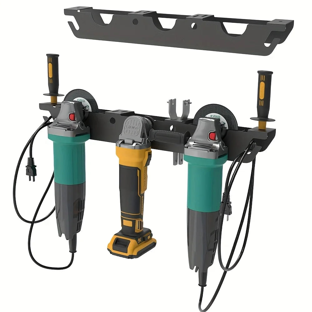 Angle Grinder Holder -2/3 Bay with Cord Hanger, Wall mount Bracket for Cutters Polishers, Garage and Workspace