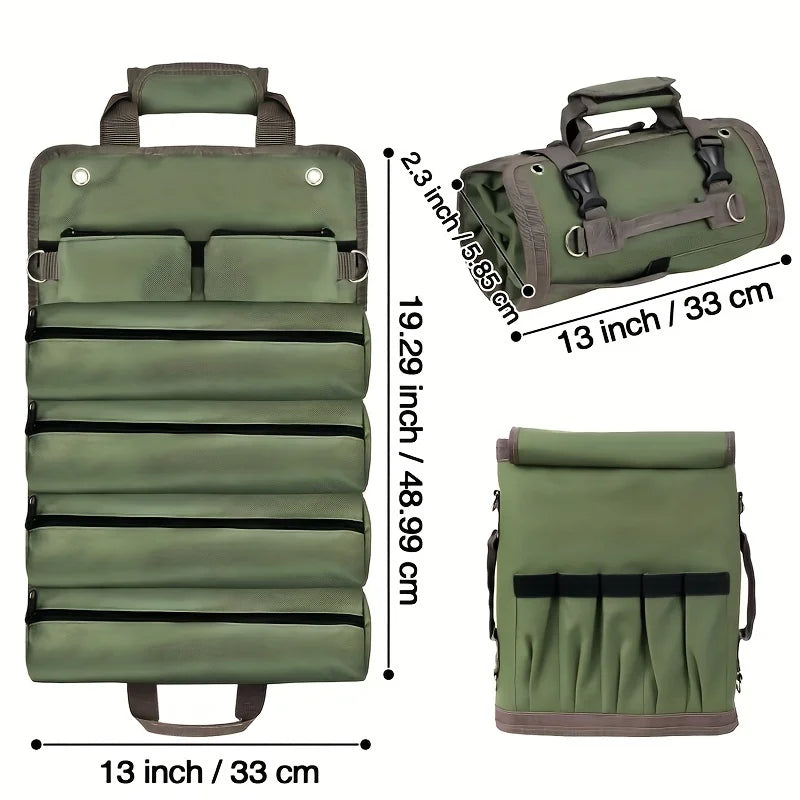 Tool Kit Storage Bag, Heavy-duty Tool Storage Bag, Portable Tool Storage Box with 2 Detachable Zipper Pockets