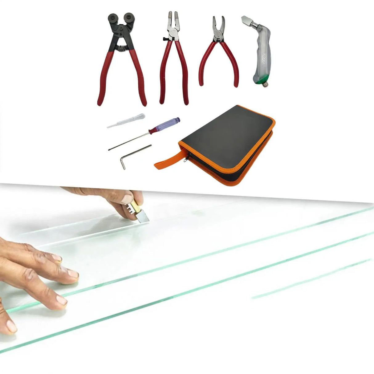 Glass Cutting Tool Set Glass Running Pliers Breaking Pliers Oil Dropper Storage Bag for Mosaic Tiles Mirrors Stained Glass
