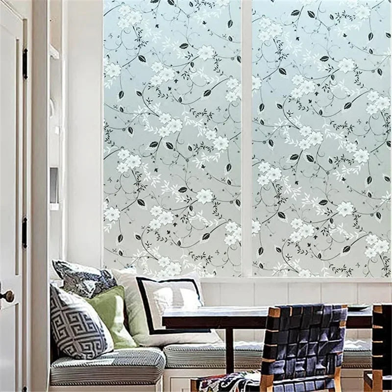 Decorative Privacy Vinyl Window Adhesive Film Window Sticker Decals Waterproof Sun UV Protection Bamboo Sliding Door Bathroom