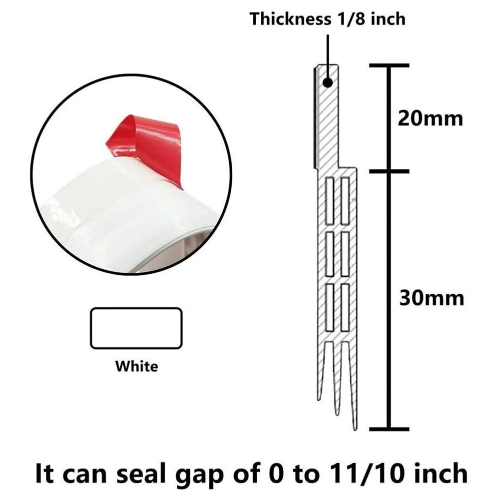 100cm Rubber Door Bottom Weatherstripping Triple Soundproof Design For Frameless Sliding Doors Cabinets Closets Shower Rooms