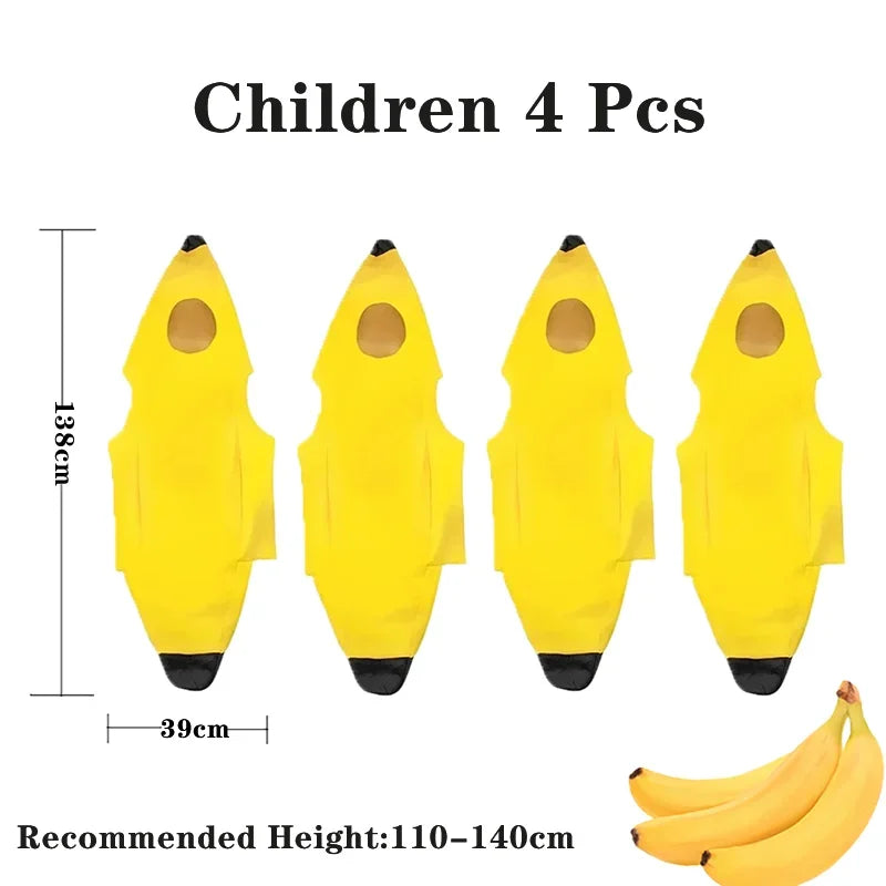Child/Adult Banana Cosplay Halloween Christmas Costumes Performance Costume Fruit Banana Costume Performance Costume