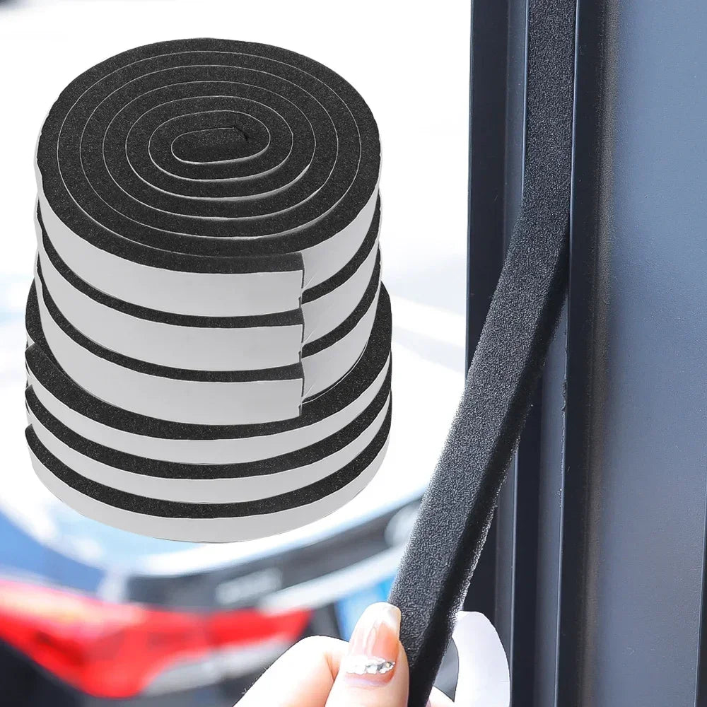 60/2m Foam Door Window Sealing Strip Weather Stripping Soundproof Windproof Dustproof Black Self-Adhesive Sponge Seal Tape