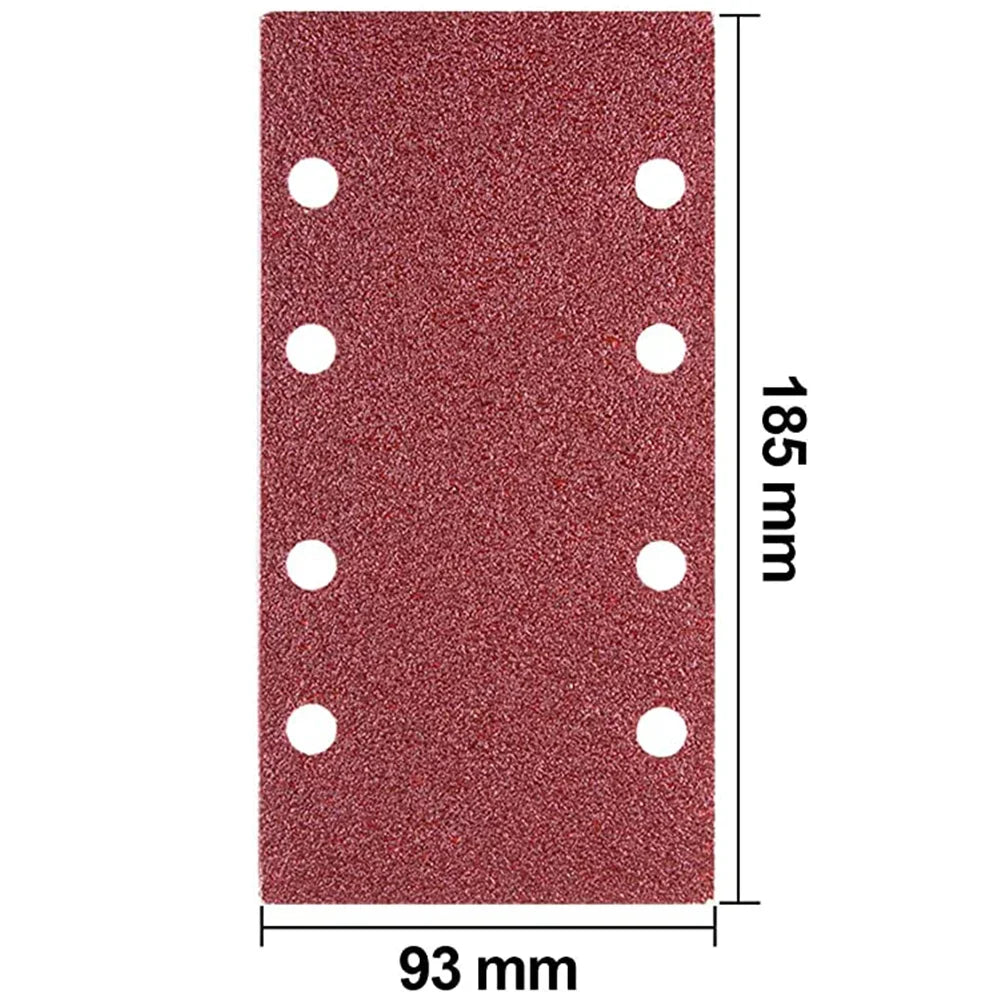 10 Pcs 93 x 185 mm Sanding Sheets 8 Holes Hook and Loop Rectangular Sander Assorted 40-400 Grits for Polishing Sanding Metal