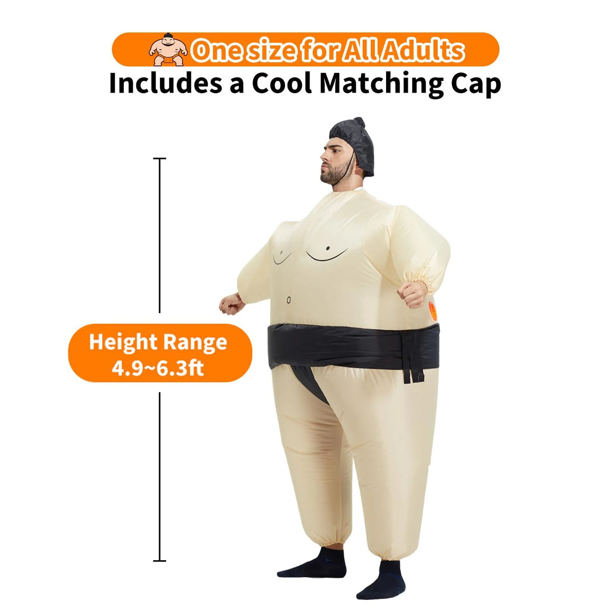 Adult Sumo Wrestler Inflatable Costume Set, Wearable Inflatable Halloween Costume for Parties and Fun Wearing