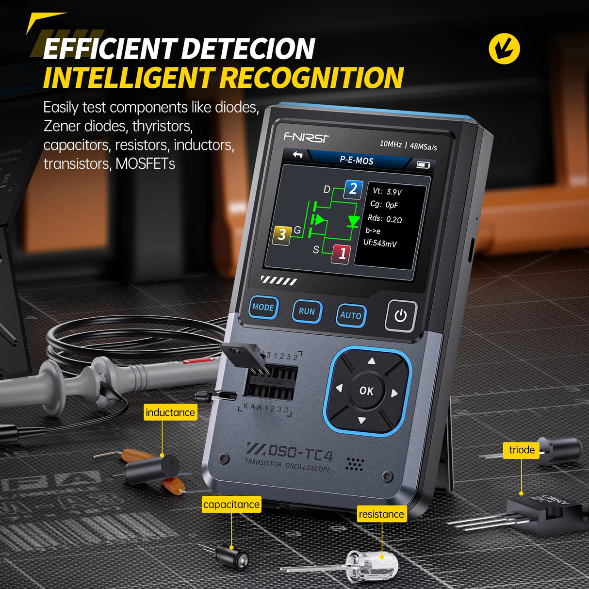 FNIRSI DSO-TC4 3in1 Digital Oscilloscope Transistor Tester Signal Generator 10MHz 48Ms/s Automative Ocsillscope LCR Tester Tools