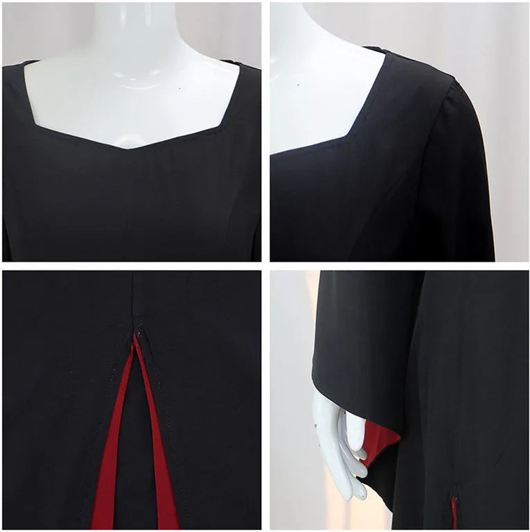 Men Cosplay Costume Movie Black Robe With Scarf Women Dress Horror Movie Down Shirt Gown Halloween Uniform