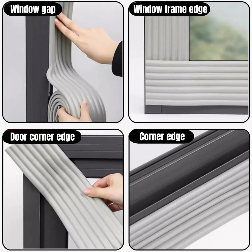 5Roll Acoustic Foam Window Sealing Strip Self-adhesive for Door Window Windproof Tape Door Serl Gap Air Leakage Filling Strip